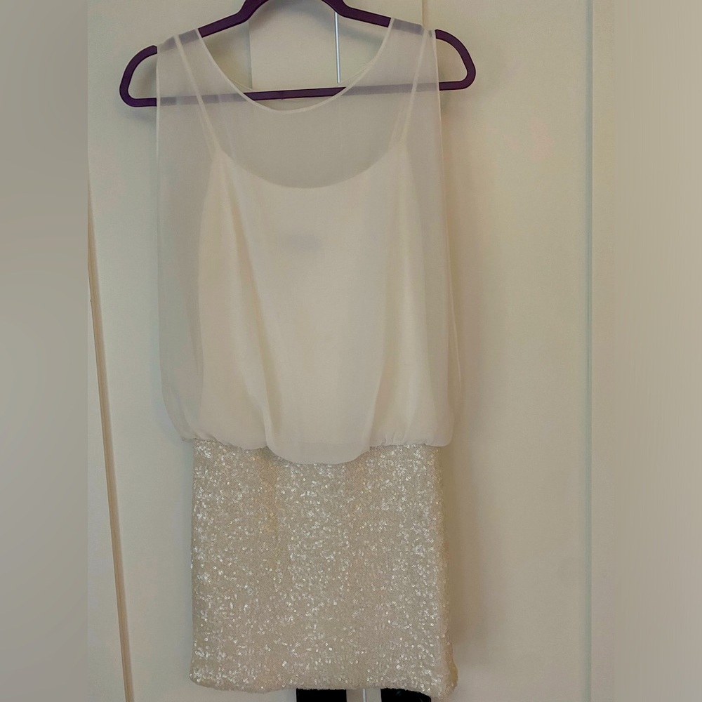 Pearl white sequined mini dress